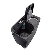 LG Twin Tub Washing Machine 18KG Wind Jet Dry, Roller Jet, 3 Wash Programs, Black Color, top prospect view tiop door open , P1861RWNT, thumbnail 4