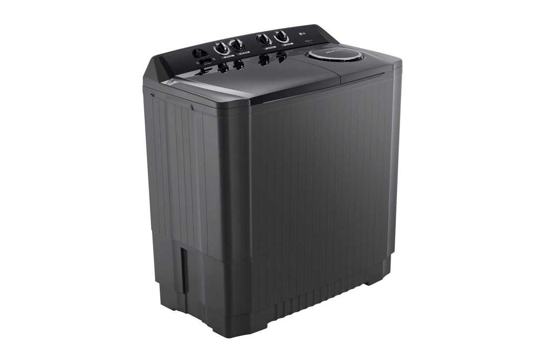 LG 15Kg Semi Automatic Twin Tub, Washing Machine, Roller Jet Pulsator + Soak, Middle Black, left side, P1561RWN9T, thumbnail 8