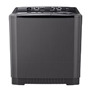 LG 18Kg Semi Automatic Twin Tub, Washing Machine, Roller Jet Pulsator + Soak, Middle Black, Front View, P1861RWN9T, thumbnail 1