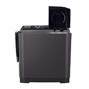 LG 18Kg Semi Automatic Twin Tub, Washing Machine, Roller Jet Pulsator + Soak, Middle Black, front door open, P1861RWN9T, thumbnail 2