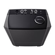 LG 18Kg Semi Automatic Twin Tub, Washing Machine, Roller Jet Pulsator + Soak, Middle Black, top view, P1861RWN9T, thumbnail 5