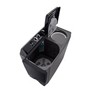 LG 18Kg Semi Automatic Twin Tub, Washing Machine, Roller Jet Pulsator + Soak, Middle Black, left perspective open door, P1861RWN9T, thumbnail 7