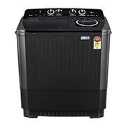 LG 7Kg Semi Automatic Twin Tub Washing Machine, Roller Jet Pulsator + Soak, Full Black, front view, P861RON9T, thumbnail 1