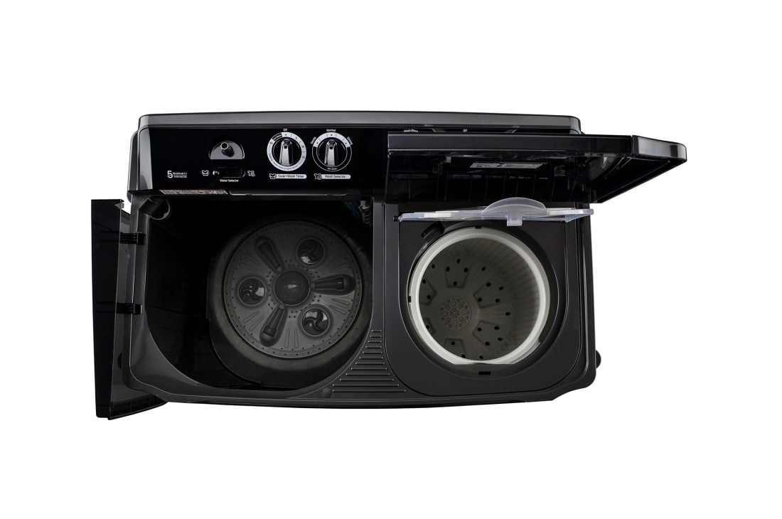 LG 7Kg Semi Automatic Twin Tub Washing Machine, Roller Jet Pulsator + Soak, Full Black, drum, P861RON9T, thumbnail 4