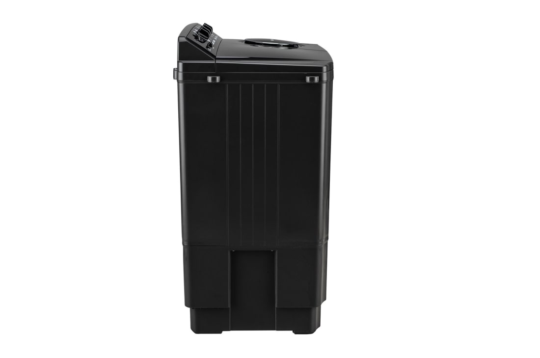 LG 7Kg Semi Automatic Twin Tub Washing Machine, Roller Jet Pulsator + Soak, Full Black, side, P861RON9T, thumbnail 9
