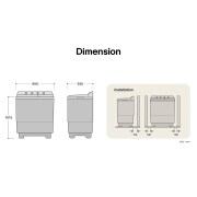LG 8KG Twin Tub Washer, Twin tub washer with lids open showing wash tub and spin tub compartments from the front., P800R3AGNC, thumbnail 3