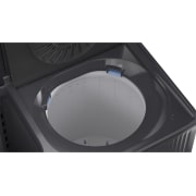 LG 8KG Twin Tub Washer, Close up view of washer lid and surface being cleaned to highlight durable tempered glass material., P800R3AGNC, thumbnail 12