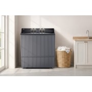 LG 8KG Twin Tub Washer, Interior detail of wash tub and spin tub showing dual compartment structure of the twin tub washing machine., P800R3AGNC, thumbnail 15