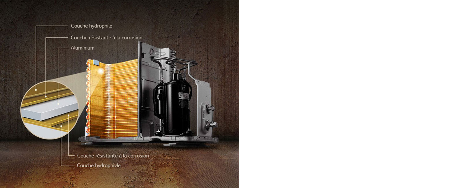 Gold Fin à l’intérieur de l’unité extérieure