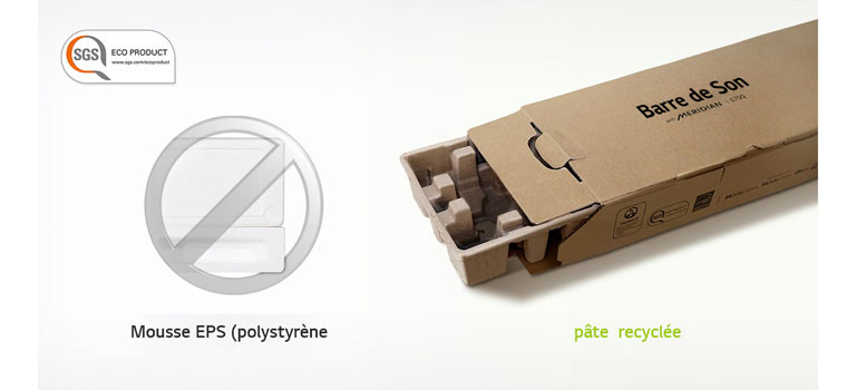 Marque d’interdiction grise sur une image de polystyrène à gauche et image de carton d’emballage à droite.