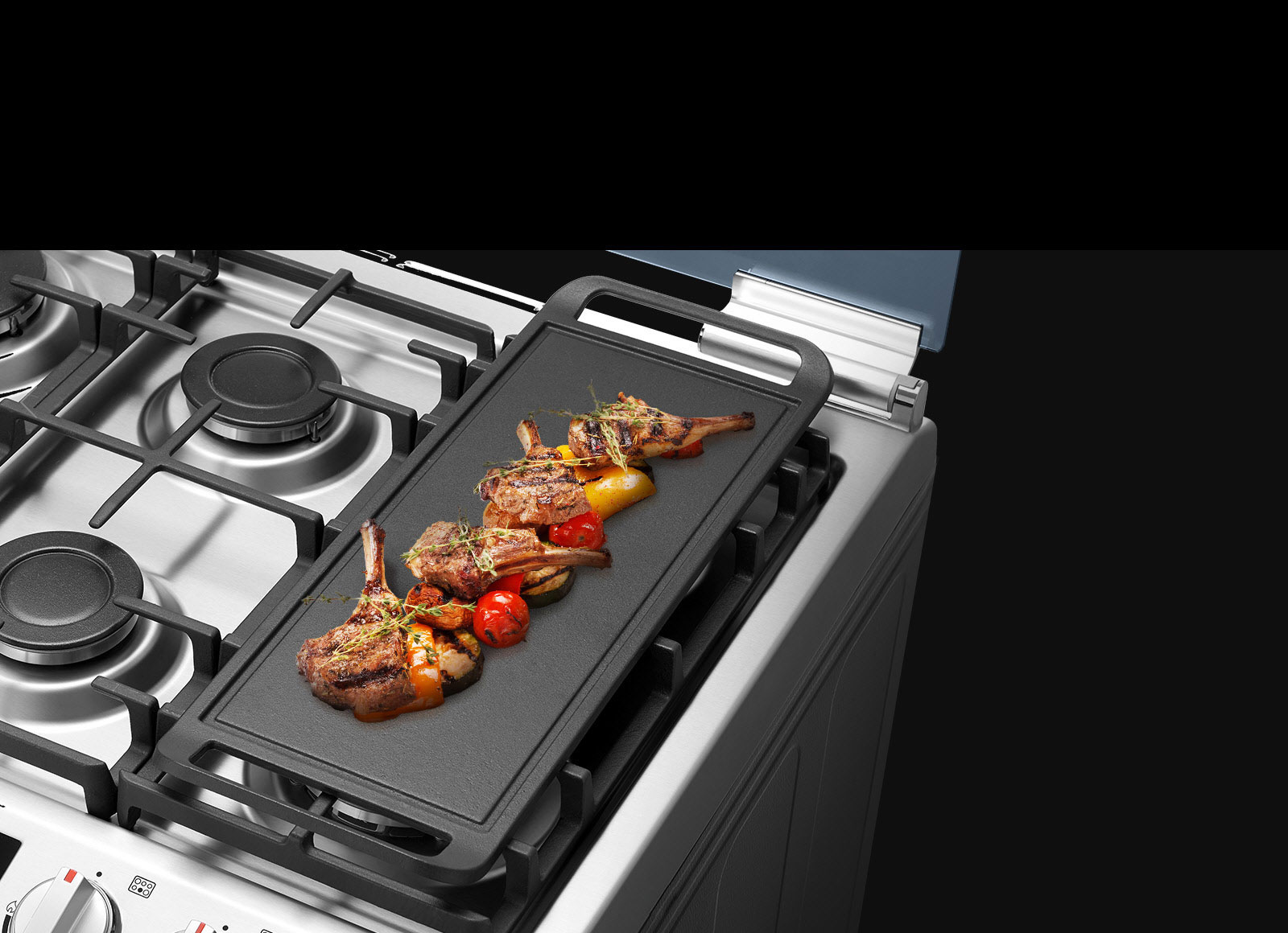 LG Cuisinière à gaz 4 Feux 60 CM, Sécurité totale, Système de chauffage  combiné, Rôtissoire