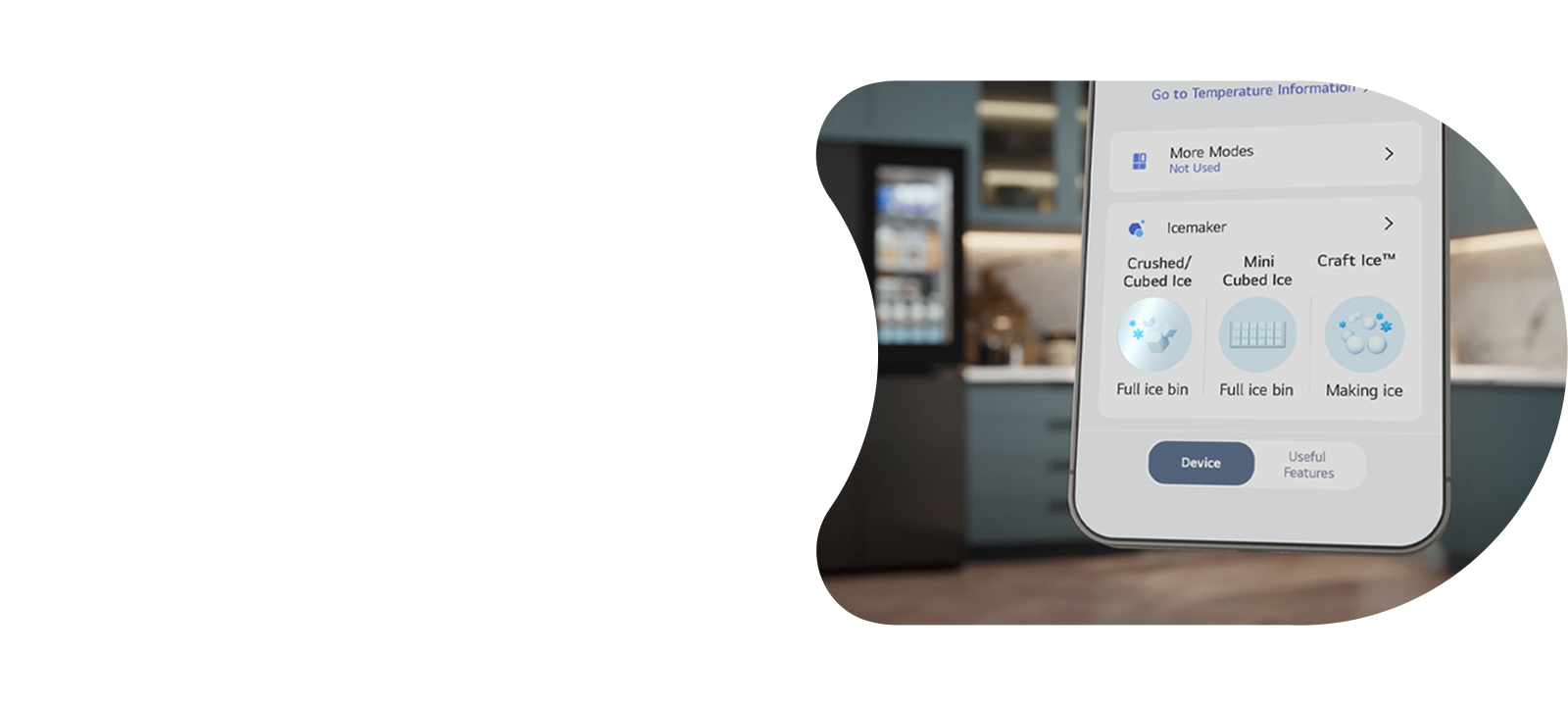 La glace dans le réfrigérateur est gérée sur un smartphone via l’application LG ThinQ.