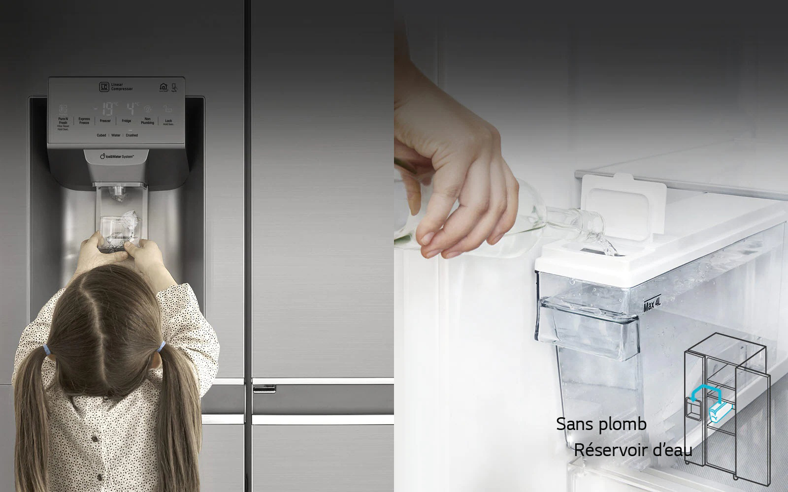Insertion et retrait faciles du réservoir d’eau 1