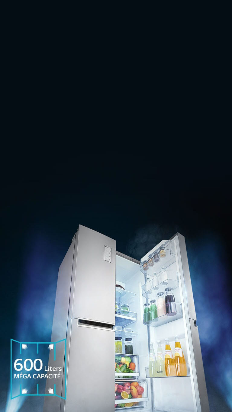 ACCÈS PLUS FACILE au réfrigérateur et MÉGA CAPACITÉ de 600 litres et PLUS