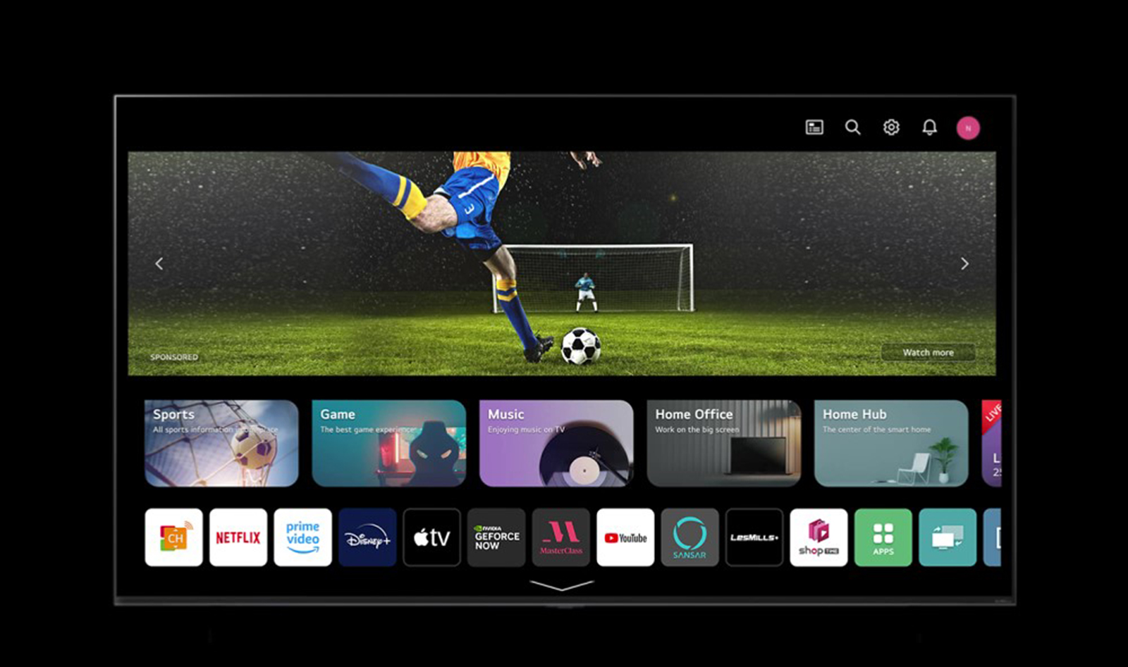 La scène d’activation de la fonction « Mon profil » est diffusée sur l’écran du téléviseur.