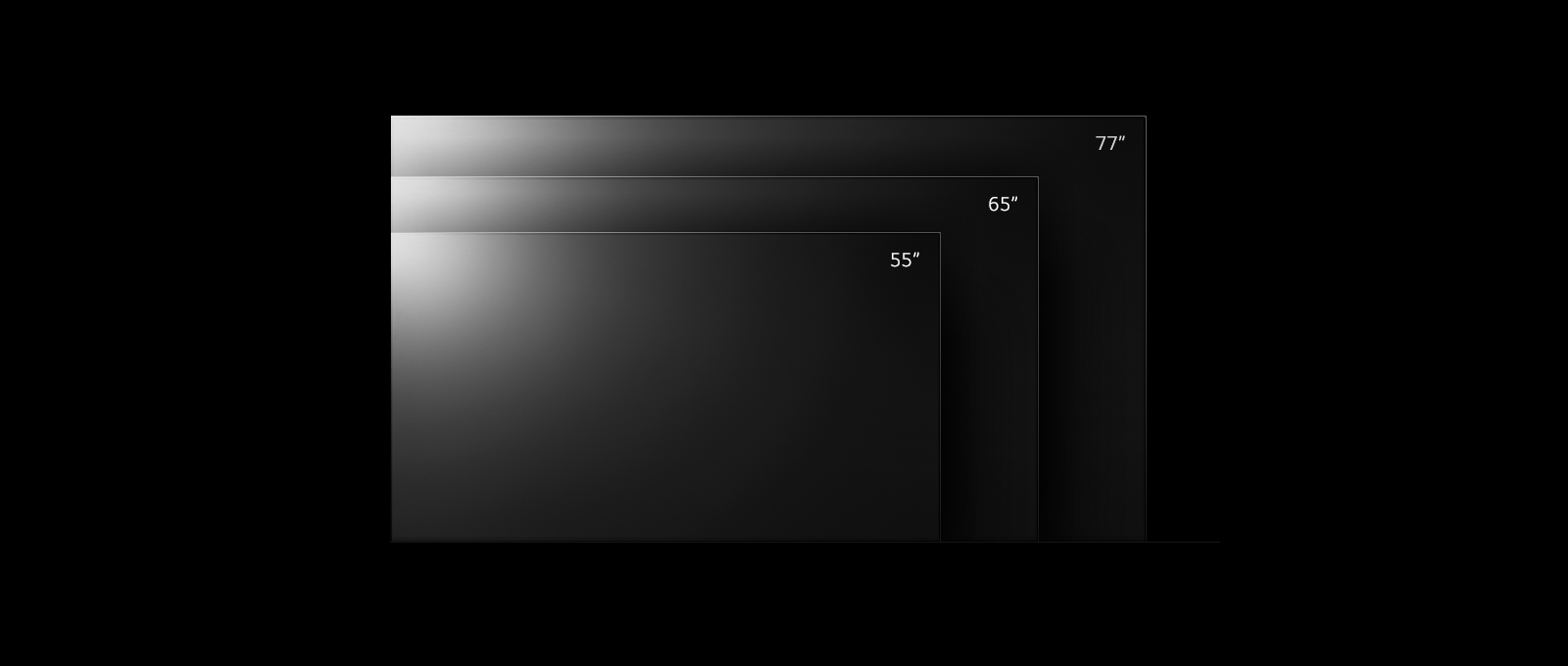 Utvalg av LG OLED G2 -TV i forskjellige størrelser, fra 55 til 83 tommer