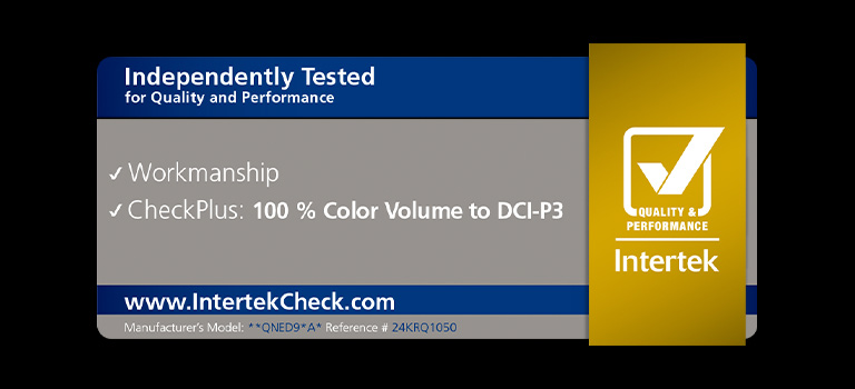 Intertrek certification for 100% Color Volume to DCI-P3.