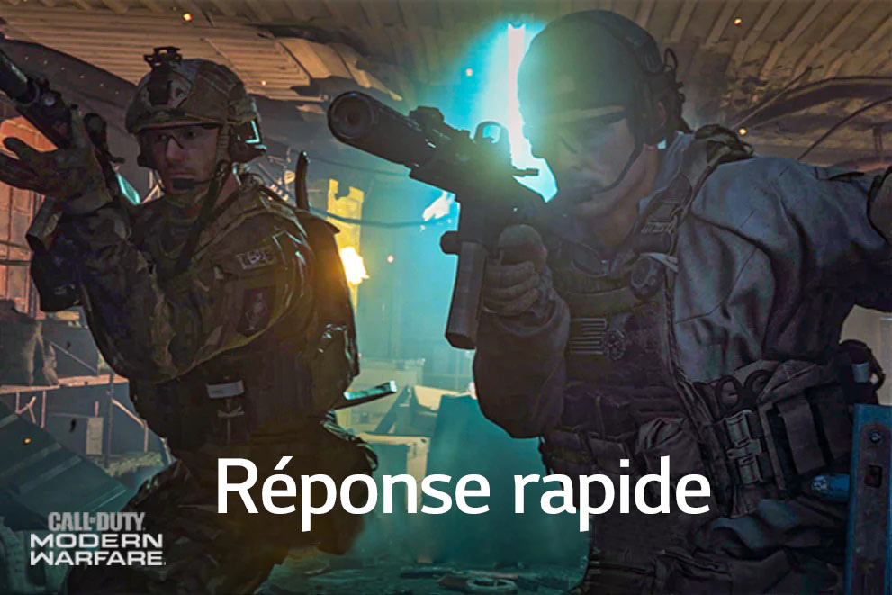 Une scène du jeu « Call of Duty » avec la mention « Réponse rapide »