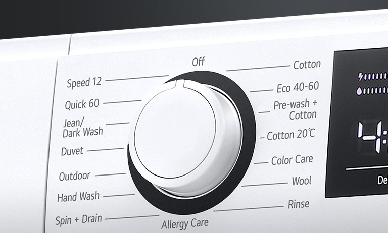 Zoom sur le panneau d’un lave-linge