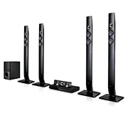 LG Système Home Cinéma LG série LHD756, doté d’un système Surround 5.1 canaux (4 Tallboy), d’une puissance de sortie de 1 200 W, du Bluetooth, de la radio FM, d’un caisson de basses et d’un lecteur DVD HTS, LHD756, thumbnail 1