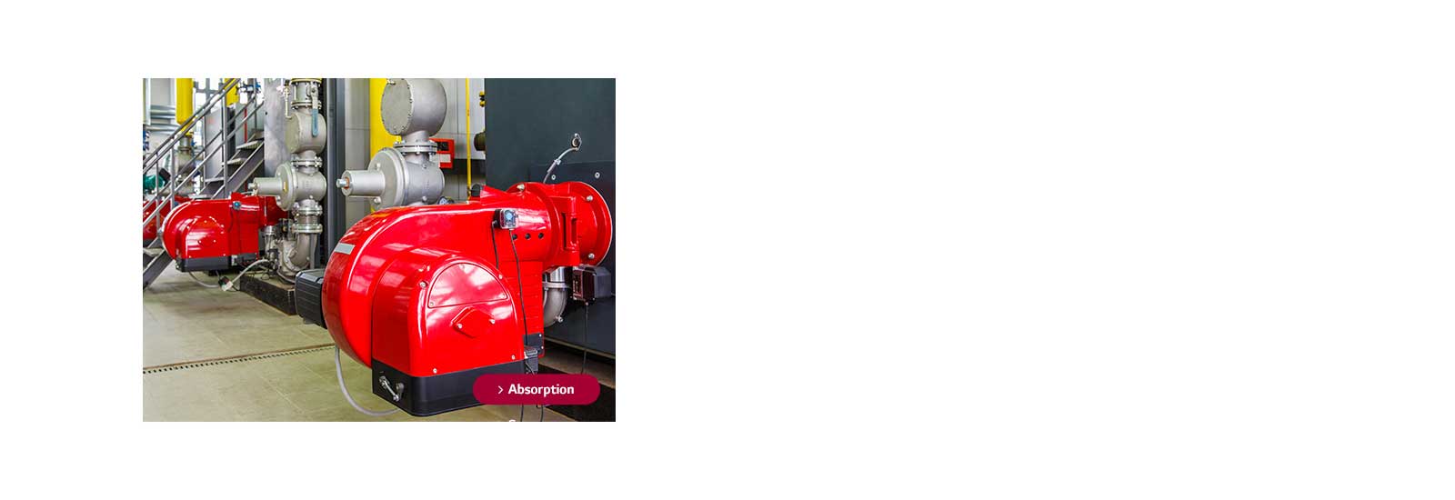 Des brûleurs à faibles émissions de NOx rouges sont côte à côte, intégrés à des unités plus grandes, et décorés d'étiquettes rouges mettant en évidence le texte d'absorption.