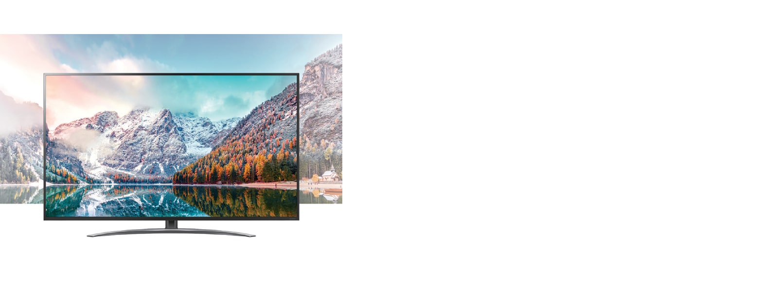 Un téléviseur équipé de STB-6500 projette un paysage naturel en haute résolution.