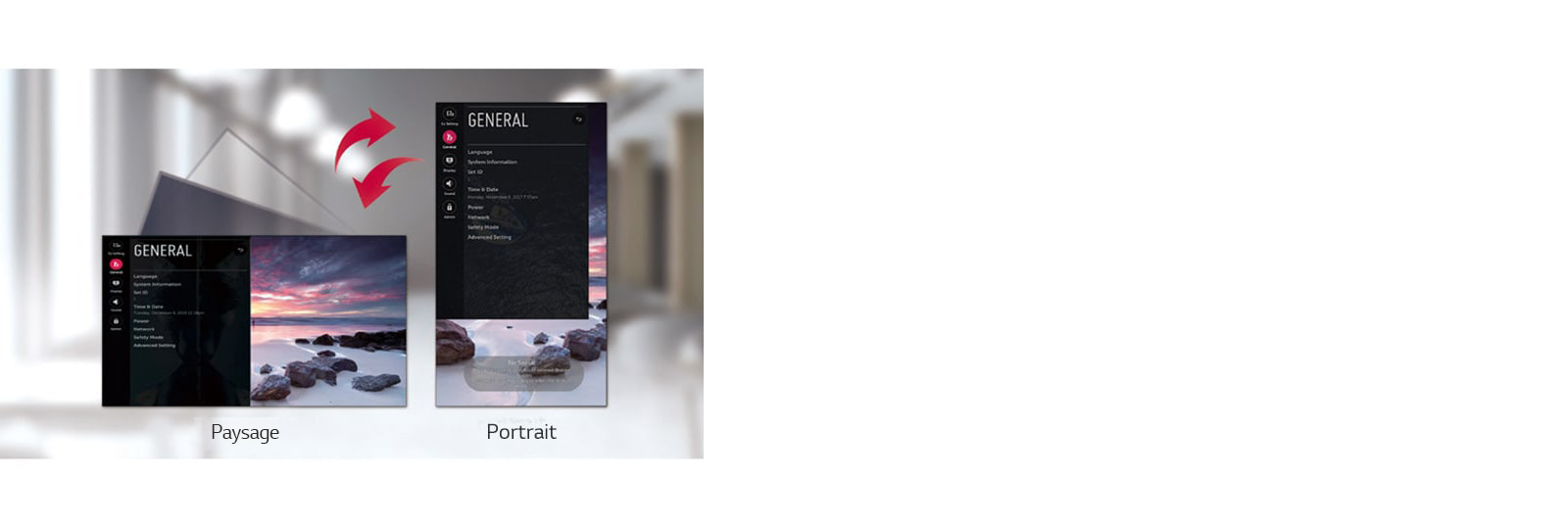 Interface utilisateur dédiée pour l’orientation Portrait de LG 55VM5J-H