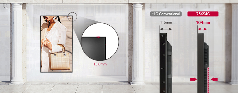 Design fin de la série XS4G-B UHD 75'' de vitrine