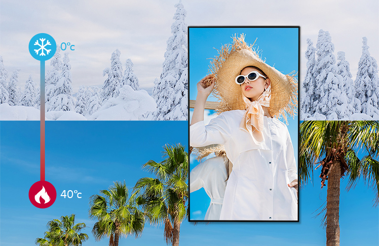 Les écrans LG UHD pour vitrines de la série XS4G-B de 75'' fonctionnent à une température comprise entre 32 °F et 104 °F