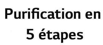Images with '5-step filtration' and 'Up to 99%' and the logo of Intertek and TUV Rheinland.