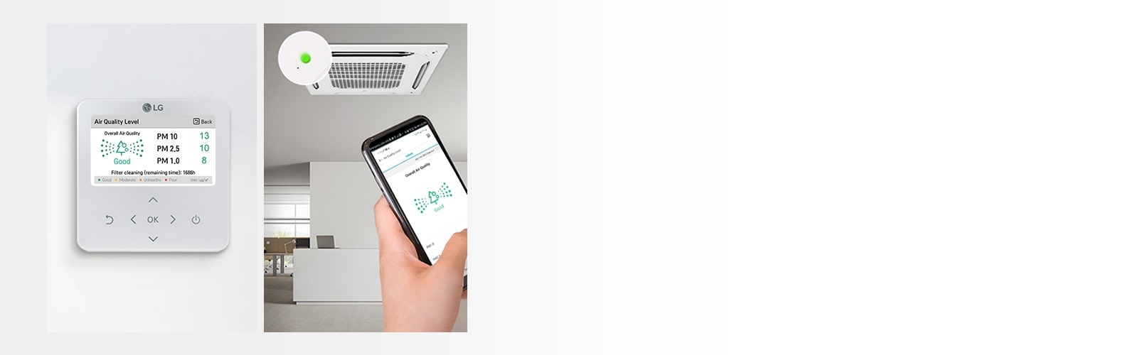 Image of a product being controlled on the central controller, individual controller, and mobile.