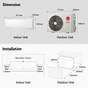 LG 2023 Split AC 2 tonnes avec compresseur rotatif, Dimensions&Installation, S4NC18TZAAA, thumbnail 13