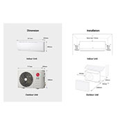 LG JETCOOL 1HP Split AC , Dimensions&Installation, S4-C09TZAAA, thumbnail 13