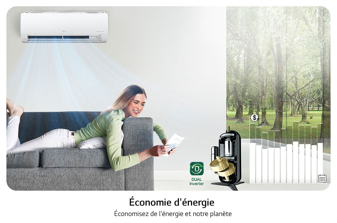 LG 12 000 BTU | LG DUALCOOL™ Inverter AC | Économies d’énergie | Refroidissement plus rapide, Économies d’énergie, S4NQ12JAQAL, thumbnail 10