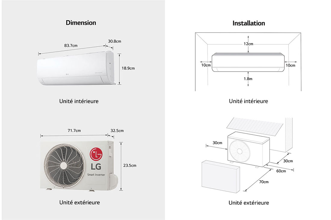 LG 12 000 BTU | LG DUALCOOL™ Inverter AC | Économies d’énergie | Refroidissement plus rapide, lustre de dimension et installation, S4NQ12JAQAL, thumbnail 13