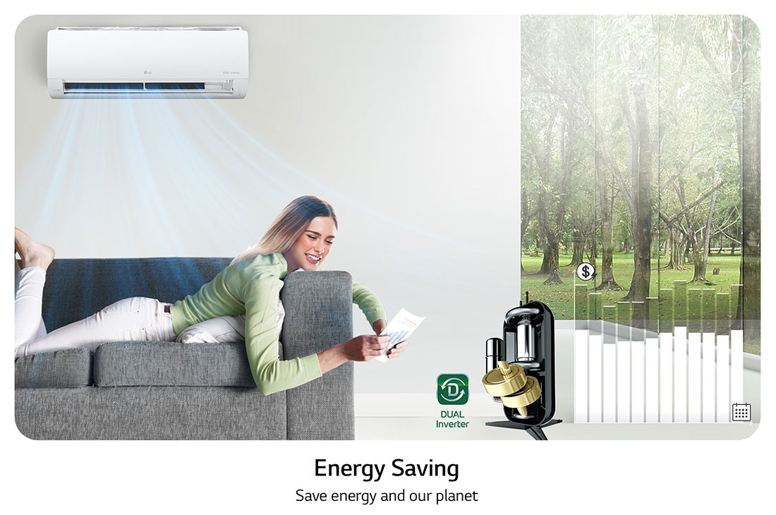 LG 9 000 BTU | LG DUALCOOL™ Inverter AC | Économies d’énergie | Refroidissement plus rapide, Économies d’énergie, S4-Q09WAQAL, thumbnail 10