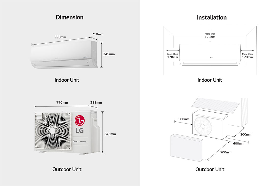LG DUALCOOL 2.5HP AC, Dimension&Installation, S4-Q24K228E, thumbnail 13