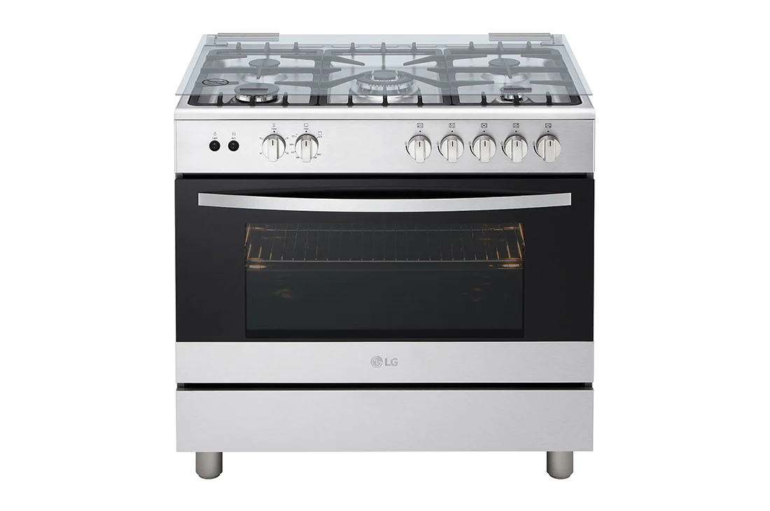 LG Cuisinière à gaz 5 Feux 90 CM| Sécurité totale | Système de chauffage combiné | Rôtissoire, FA415RMA