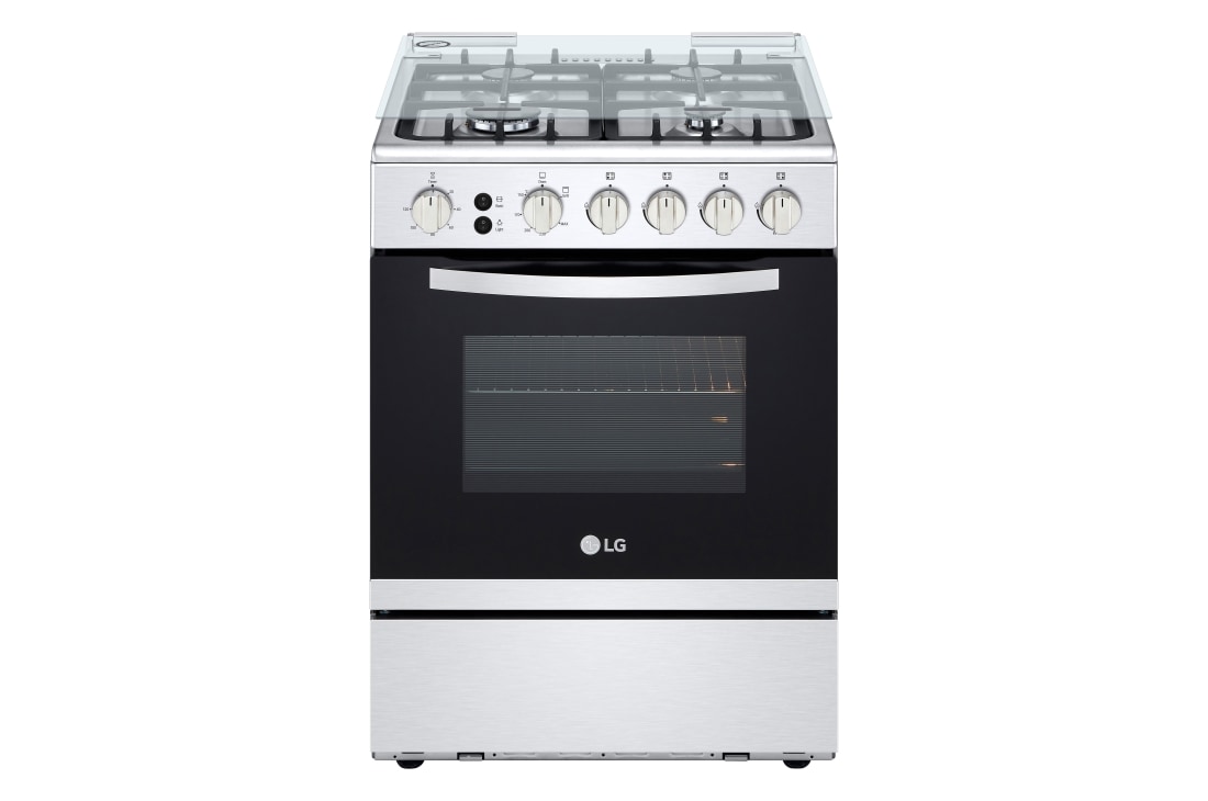 LG Cuisinière à gaz 4 Feux 60 CM, Sécurité totale, Système de chauffage  combiné, Rôtissoire