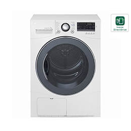 Sèche-linge à chargement frontal de 9 kg, blanc, doté d’un moteur Inverter Direct Drive, d’un système Sensor Dry, d’un éclairage LED et d’une technologie Smart Diagnosis