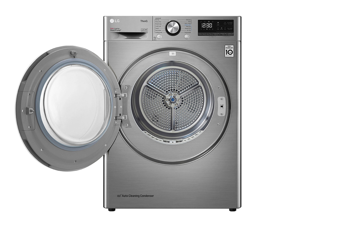 LG Sèche-linge 9 kg à pompe à chaleur, Dual Inverter ThinQ VCM, Front open view, RH90V9PV8N, thumbnail 2