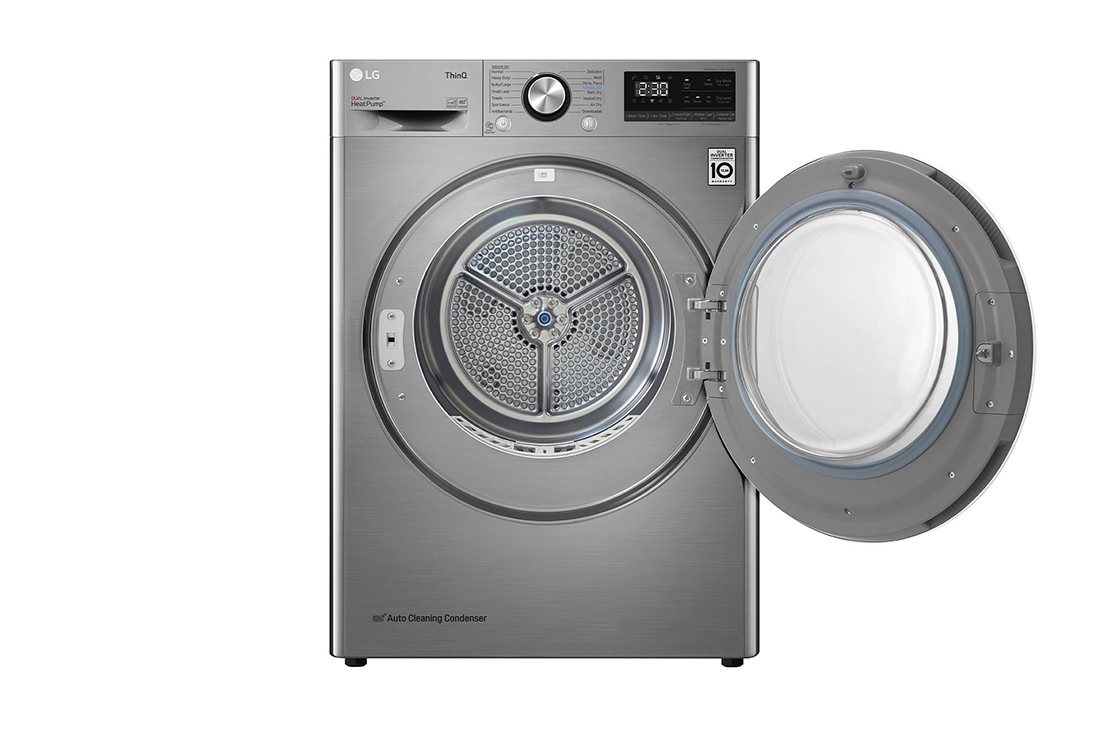 LG Sèche-linge 9 kg à pompe à chaleur, Dual Inverter ThinQ VCM, Front open view, RH90V9PV8N, thumbnail 3