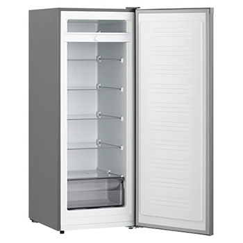 LG Réfrigérateur-congélateur vertical 200&nbsp;L Prime argent, Vue latérale droite du congélateur vertical porte ouverte LG GCFB174MQCM , GCFB204MQCM, thumbnail 3