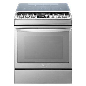 Cuisinière à gaz, 6 brûleurs à allumage automatique alimentés par une plaque de fonte émaillée, d’un revêtement supérieur en verre, d’une capacité de four de 153 litres et de la fonction EasyClean (Four)1