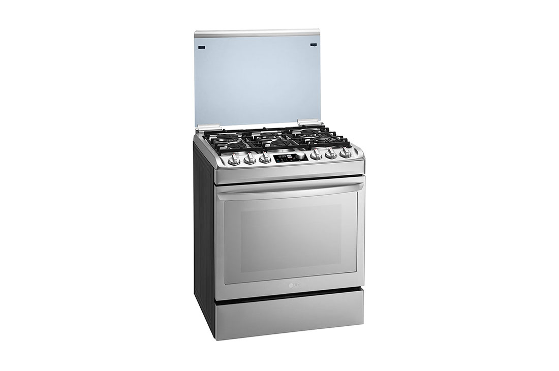 LG Cuisinière à gaz, 6 brûleurs à allumage automatique alimentés par une plaque de fonte émaillée, d’un revêtement supérieur en verre, d’une capacité de four de 153 litres et de la fonction EasyClean (Four), LF762S, thumbnail 12