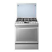 LG Cuisinière à gaz, 6 brûleurs à allumage automatique alimentés par une plaque de fonte émaillée, d’un revêtement supérieur en verre, d’une capacité de four de 153 litres et de la fonction EasyClean (Four), LF762S, thumbnail 2