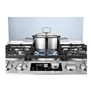 LG Cuisinière à gaz, 6 brûleurs à allumage automatique alimentés par une plaque de fonte émaillée, d’un revêtement supérieur en verre, d’une capacité de four de 153 litres et de la fonction EasyClean (Four), LF762S, thumbnail 6