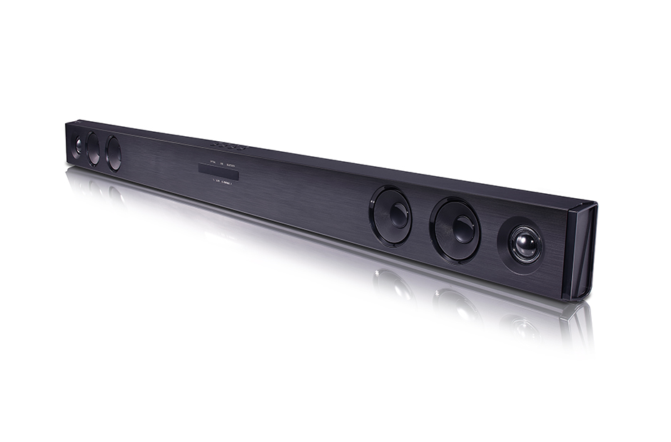 LG Barre de son LG dotée d'une puissance de sortie de 300 W, de 2.1 canaux,  de la fonction de Calibration automatique du son et TV Sound Sync