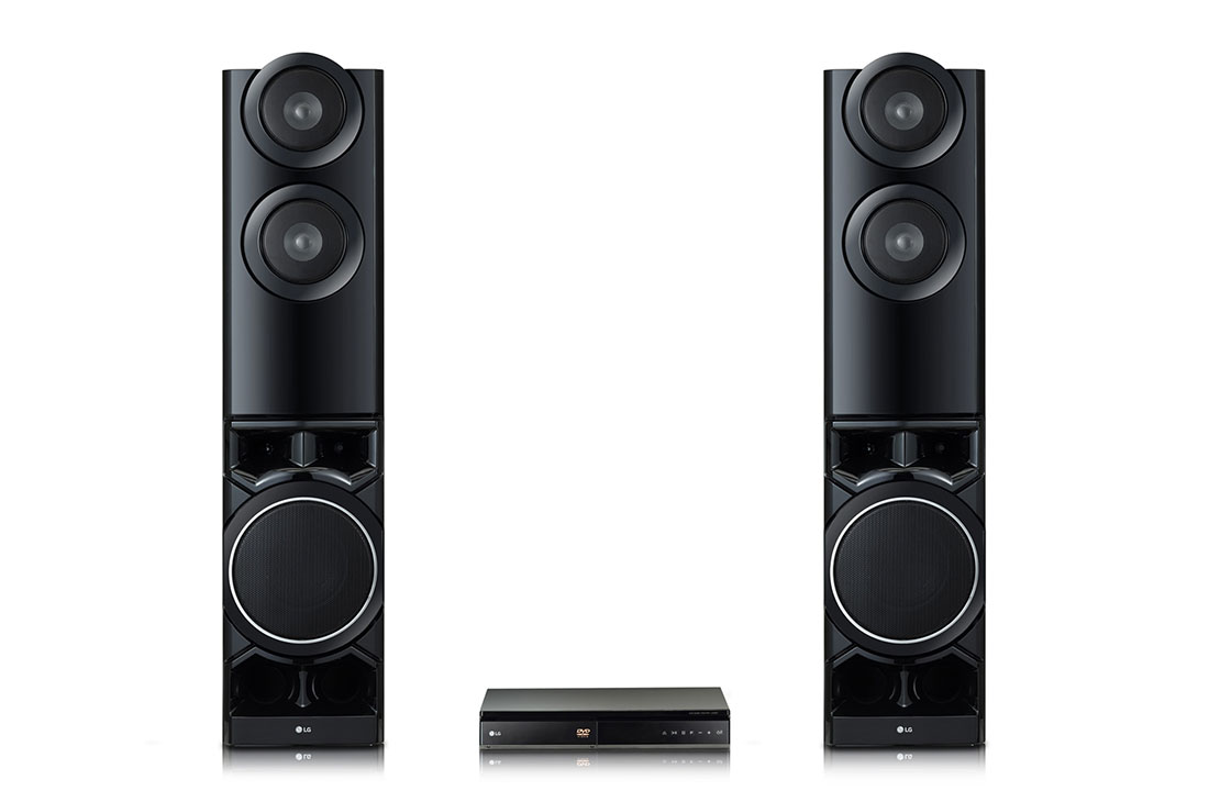 LG Système Home Cinéma LG série LHD687BG, vue avant deux haut-parleurs avec lecteur DVD, LHD687BG