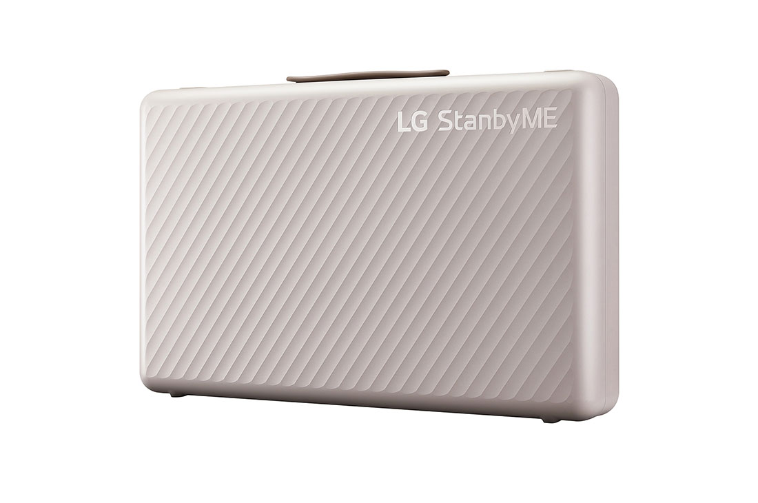 LG TV LG StandbyME Go | 2023, Vue du produit de côté à 45 degrés affichant un logo, 27LX5QKNA, thumbnail 2